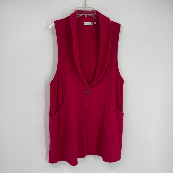 Habitat Sweater Vest Long Pink Knit Button Front Lagenlook Career Size Large - Picture 11 of 11